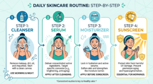 Follow morning skin care routine steps diagram